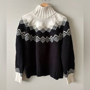 NWT Eloquii Black & White Fair Isle Chunky Knit Turtleneck Sweater 14/16